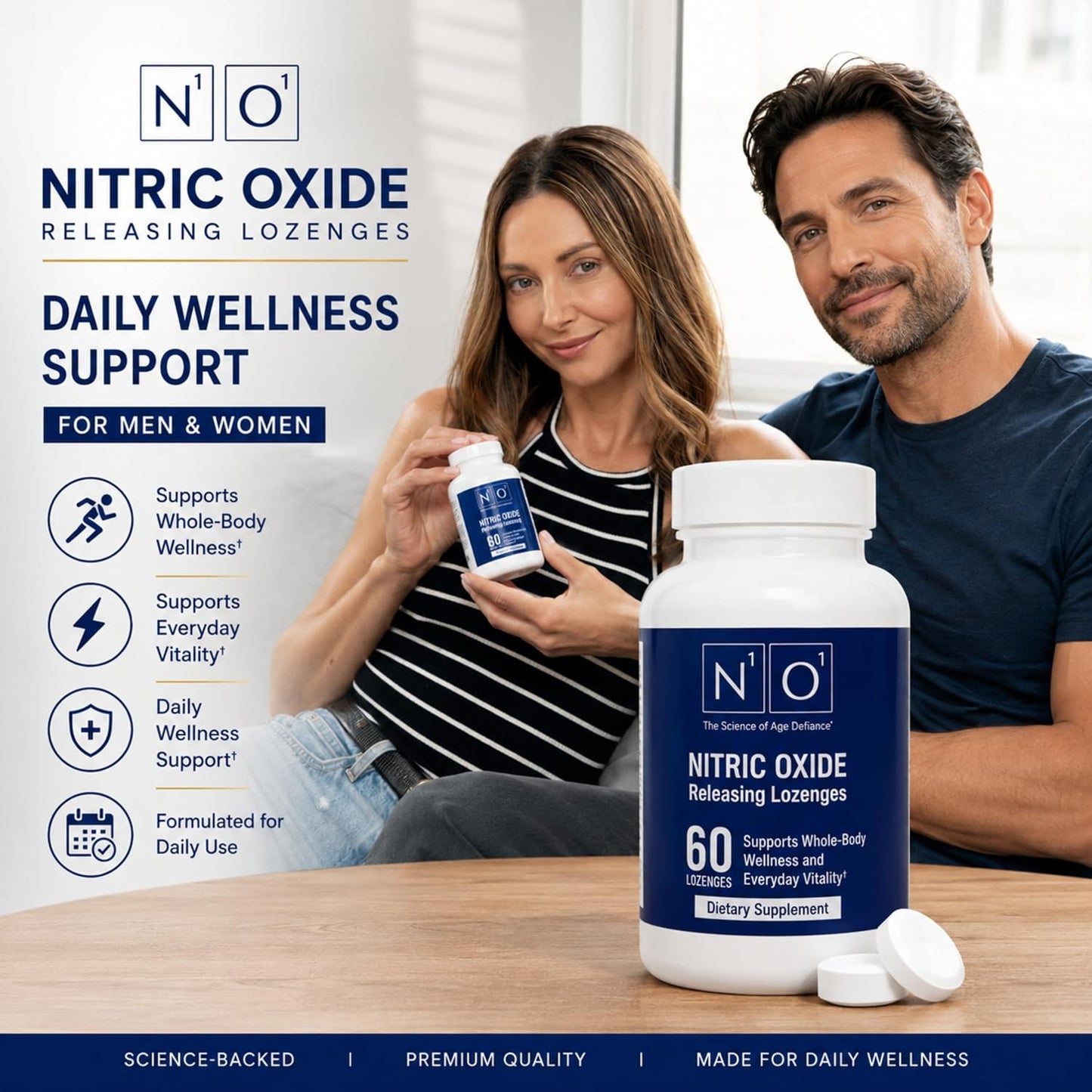 N1O1 Nitric Oxide Lozenges, 60 Count, 30-Day Supply Supplement | Created by Dr. Nathan S. Bryan, Dissolvable Lozenges, Easy to Take, for Men & Women
